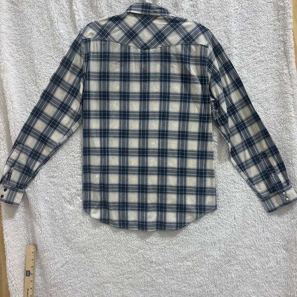 American Eagle Men’s 2 Plaid Western pearl Snap Shirts L Vintage Fit Blue - Picture 2 of 9